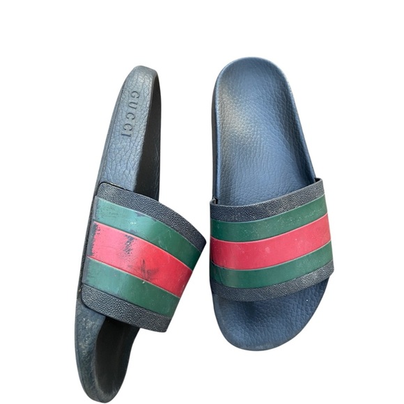 Gucci Black and green Slide Sandals size 7 - Picture 2 of 7